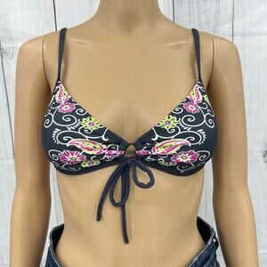 Athleta XXS Blue Floral Lightly Padded Bikini Top Swimwear